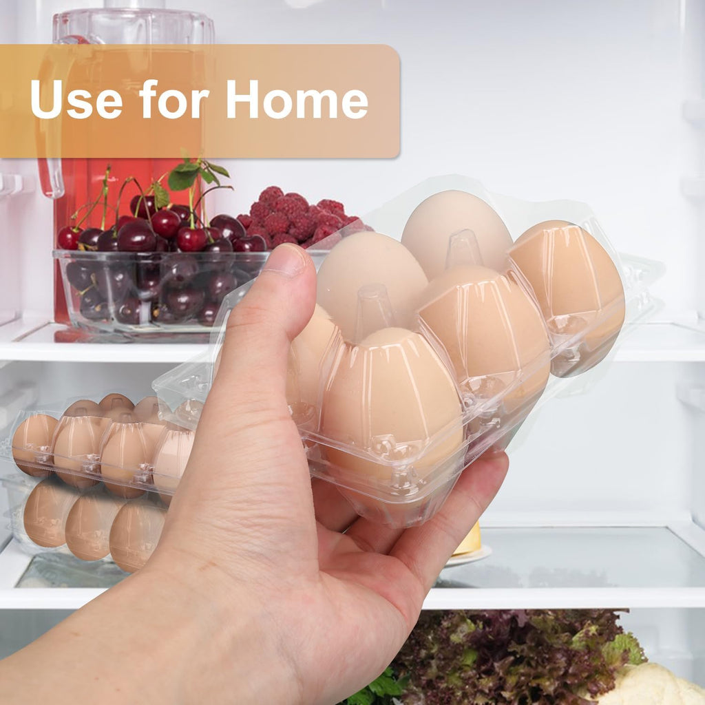 150 Pack Half Dozen Egg Cartons Bulk, 2x3 Clear Plastic Chicken Egg Holders, Egg Tray Carton Holder for Home & Kitchen, Farm & Market Use, Egg Storage Solution, 6 Grids(Medium Size)