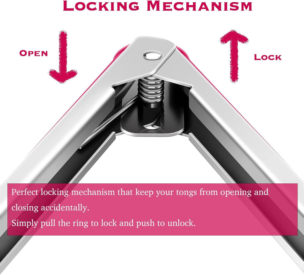 Premium Stainless Steel Food Tongs, 9-Inch & 12-Inch Wine Red Silicone BPA Free Non-Stick BBQ Cooking Grilling Locking Kitchen Tong