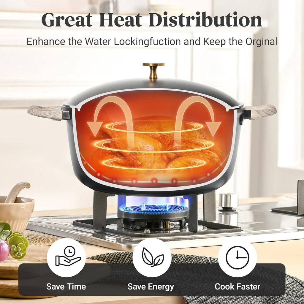 21Pcs Pots and Pans Set with Aluminum Lid, Nonstick Ti-Ceramic Cookware Sets, Induction Cookware Non Stick Cooking Set w/Frying Pans & Saucepans(PFOS, PFOA Free)-Black