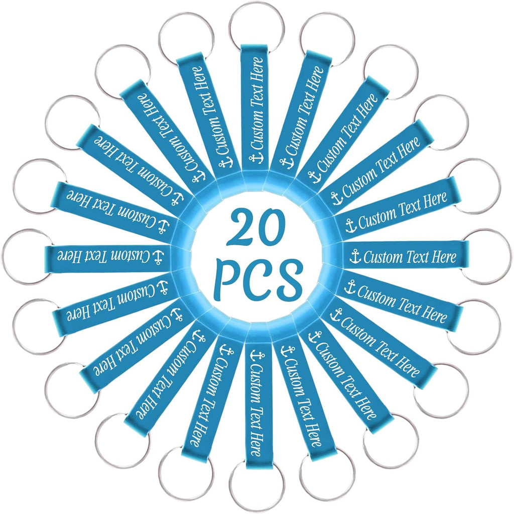 20PCS Personalized Bottle Opener Keychain Bulk Custom Beer Bottle Opener with Logo Text Engraved Wedding Bottle Opener Favors Customized Gifts for Guests Baby Shower Birthday Party-Sky Blue