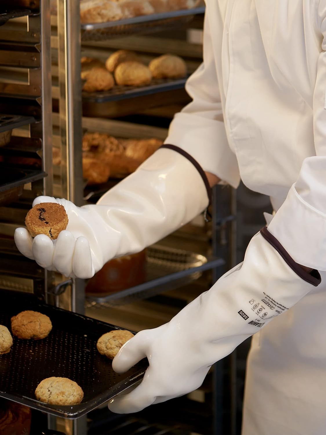 LANON 15" Liquid Silicone Heat Resistant Oven Gloves, Food Grade, CoralAir Liner, Waterproof, Extra Long, XXL