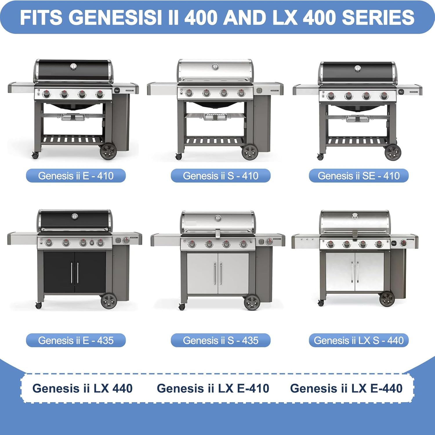 66097 Grill Grates with Grill 66041 66796 Flavorizer Bars Heat Deflectors for Weber Genesis II Grill Parts, E-410, S-410, Genesis II LX E-440, S-440,Porcelain Heat Plate Deflectors
