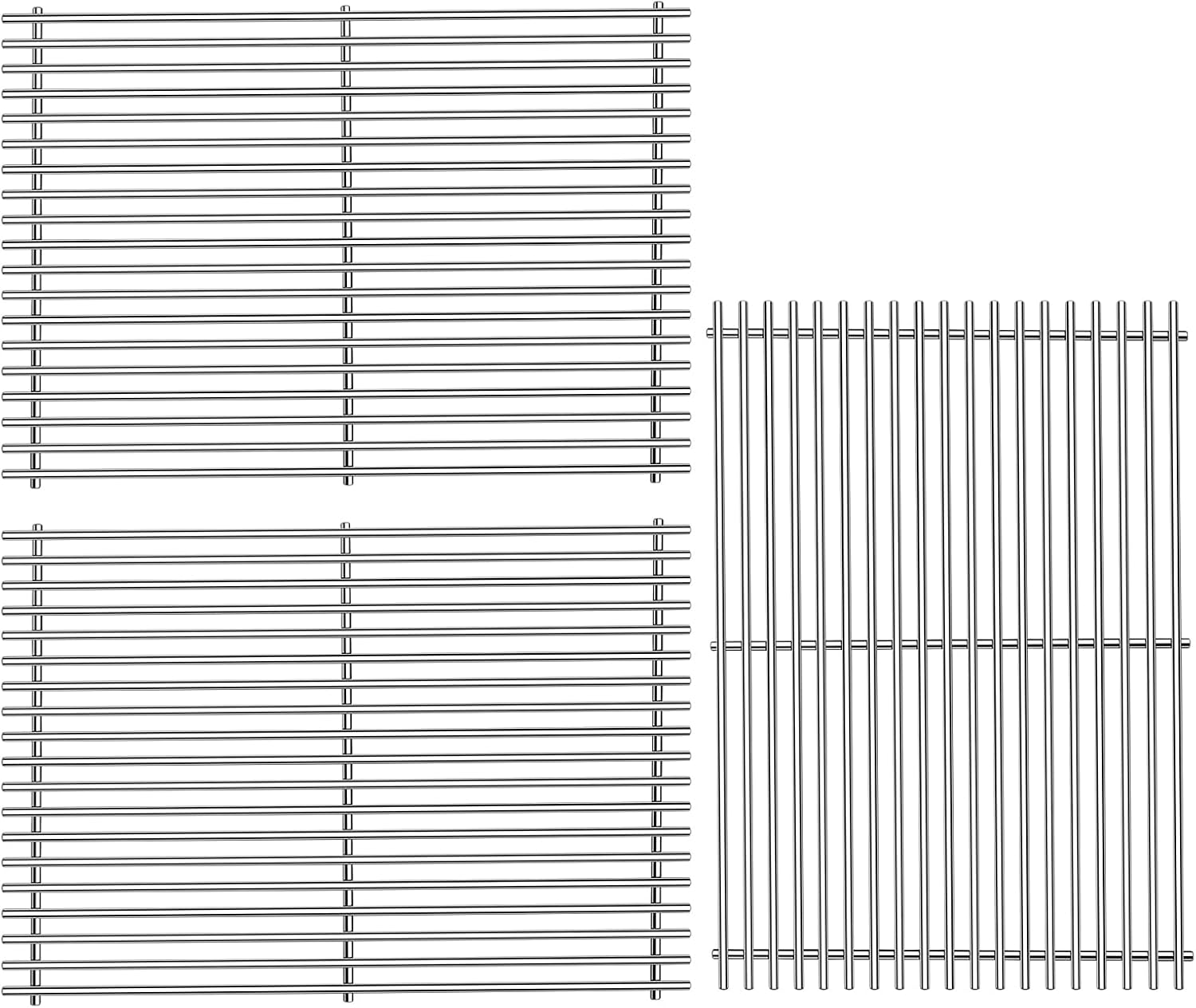 18 7/8" 304 Stainless Steel Grill Grates for Weber Genesis ii E-610 S-610 Genesis ii LX E-640 S-640 Genesis 2 Grill Parts for Weber Genesis ii 600 Series 66803 66096 Gas Grills 3 Pack