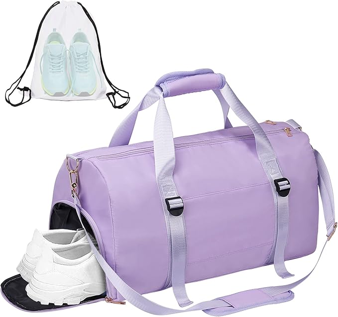 ICEIVY Gym Duffle Bag Dry Wet Separated Gym Bag Sport Duffle Bag Training Handbag Yoga bag with Extra Drawstring Backpack for man and women (TaroPurple-Upgrade) Large