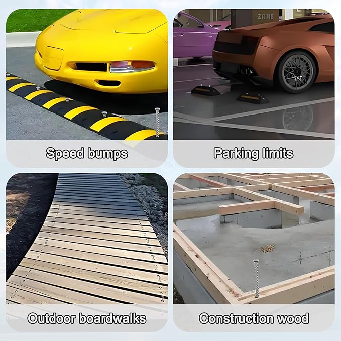 VVOKGO Rebar Stake 12 Inches Long 1/2 Inch Thickness Galvanized Cement Stakes Plant Support Garden Stakes, Metal Anchoring Landscape Spikes for Asphaltl, Caltrops Tire Spikes for Driveway(32Pcs)