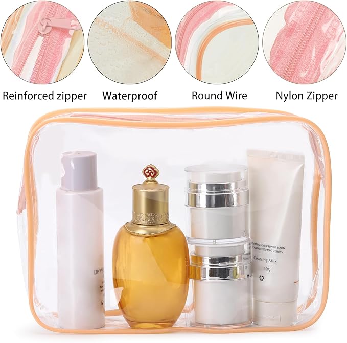 Tbestmax 10 Pack Clear Cosmetic Bags Makeup Bags Portable Waterproof TSA Approved Travel Toiletry Bags Organizer