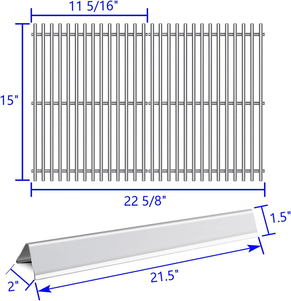15” 9MM Grill Grates Replacement for 7535 7522 Weber Spirit Grill Spirit E-210, S-210, E-200, S-200, Weber Genesis Silver A, Spirit 500, Spirit 200 Series, BBQ Grill Parts Flavorizer Bars Grid