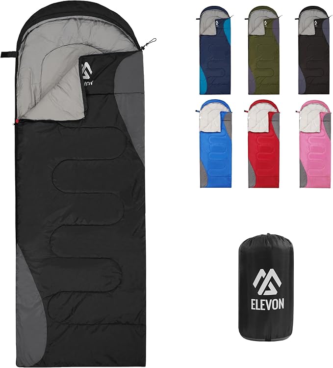 Sleeping Bag for Adults Teens Kids Cold Warm Weather, Portable Waterproof & Lightweight, Compact with Compression Sack, for 3-4 Seasons Camping, Backpacking, Hiking, Travel, Indoors Outdoors