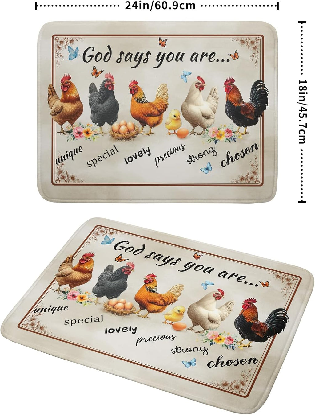 Farmhouse Rooster Dish Drying Mat - Vintage Chicken Absorbent Microfiber Dish Drying Pad for Kitchen Coffee Bar