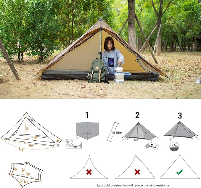 3F UL Gear Lanshan PRO Lanshan Ultralight Tent 3 Season Backpacking Tent for 2 Person, Waterproof Professional Tents for Camping, Trekking, Kayaking, Climbing, Hiking