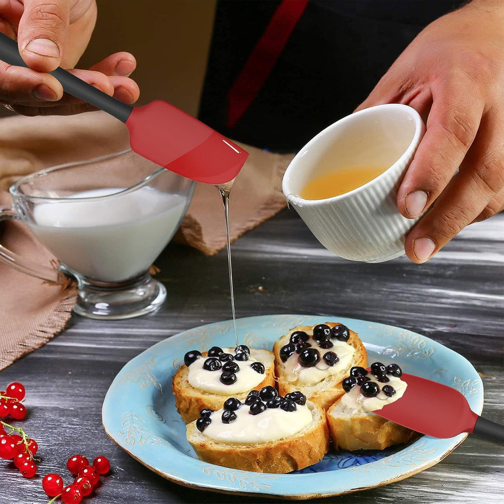 Coukre Silicone Spatula Set of 5,High Temperature Resistant, Food Grade Silicone, Dishwasher Safe, for Baking, Cooking (Red)