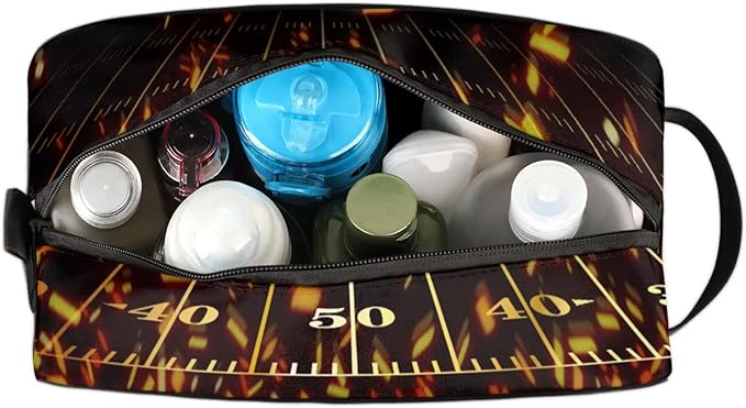 Rugby in Fire Boys Toiletry Bag for Kids Dopp Kit Waterproof Hanging Wash Bag Cosmetic Bag Medicine Bag for Travel Sports Shower Essential