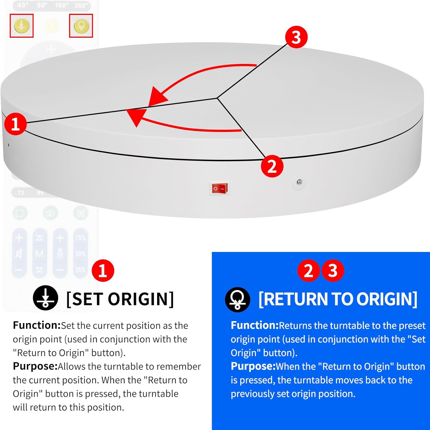 19.7In Remote Large Motorized electric turntable Rotating platform Photography Turntable Motorized lazy susan Base giratoria para for Photography,3D Scanner,Heavy duty display(Load Range:220~500lbs)