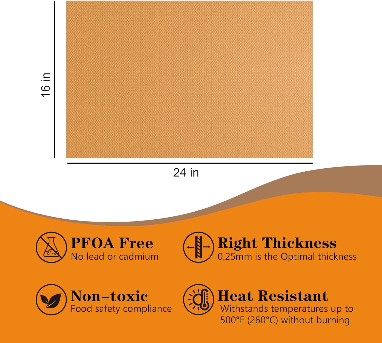 UBeesize 2 Pack Thickened Copper Oven Liners for Bottom of Oven BPA & PFOA Free, Reusable 16x24 Inch Heavy Duty Non Stick Teflon Oven Mats, Fit Electric Gas Toaster Convection Microwave Ovens Grills