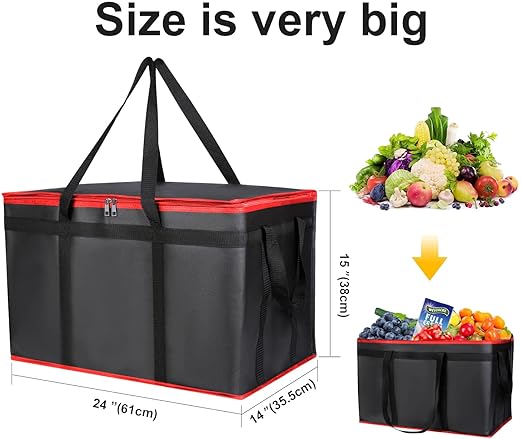 2 Pack XXXL Insulated Food Delivery Bag Black Red Cooler Bags Keep Food Warm Catering Therma for doordash Catering Cooler Bags Keep Food Warm Catering Therma Catering Shopper hot XXXL