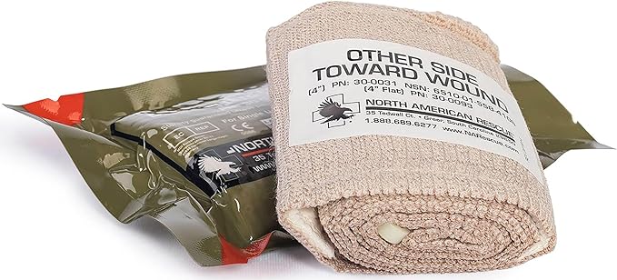 North American Rescue Individual Aid Kit NAR Compact First Aid with Compressed Gauze, Petrolatum Gauze, ETD, Gloves, Surgical Tape (85-0404)