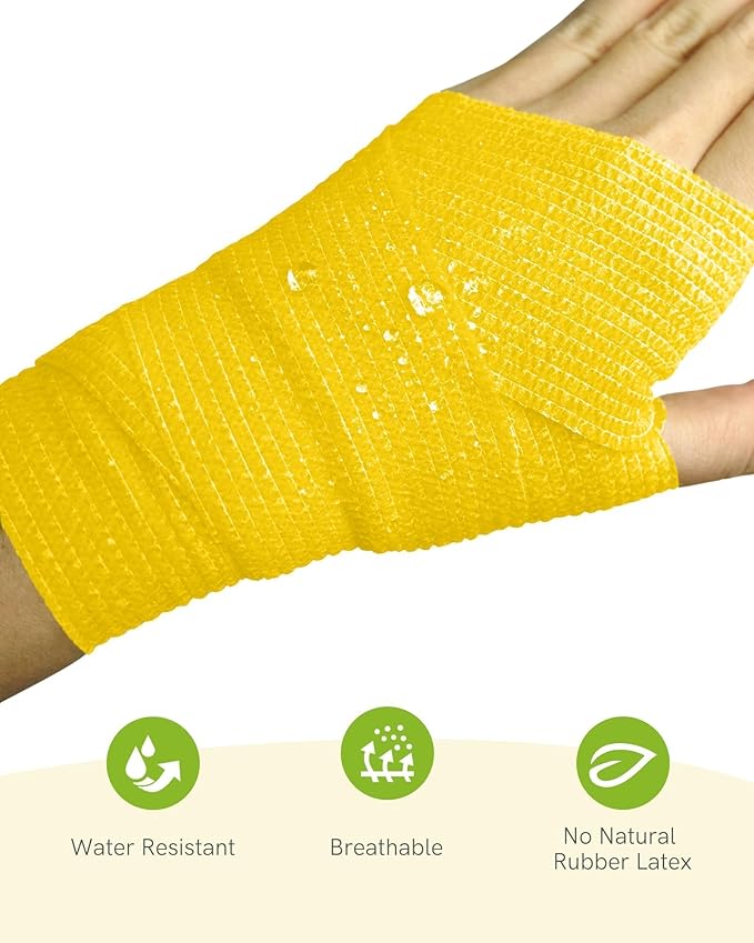 FriCARE Self Adhesive Bandage Wrap, Medical Tape in First Aid Kit, Cohesive Bandages for Wounds Sport Vet, FSA/HSA Eligible, 2 Inches X 5 Yards 6 Rolls, Fresh