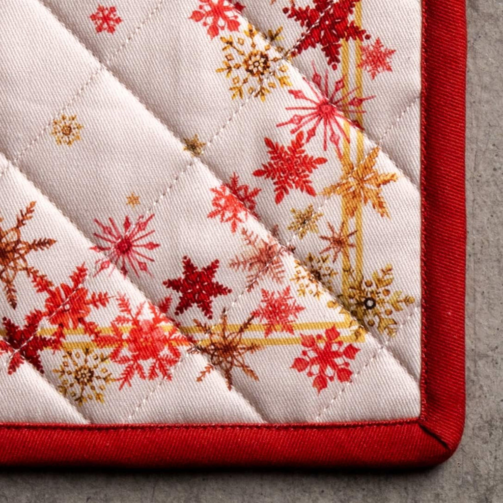 Maison d' Hermine Pot Holders Set 100% Cotton Heat Resistant Potholders 8" x 8" Hot Pads with Loop BBQ, Cooking, Baking, Grilling, Kitchen, Handling Hot Pans (Pack of 2, Crystal Star)