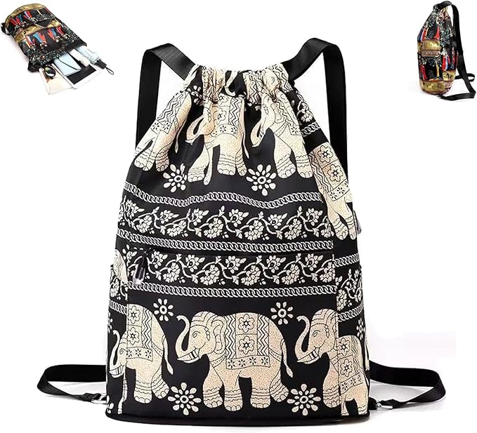 Drawstring Foldable Large Capacity Dry-wet Separation Travel Sports Backpack Waterproof Gym Bag with Multiple Pockets (C)