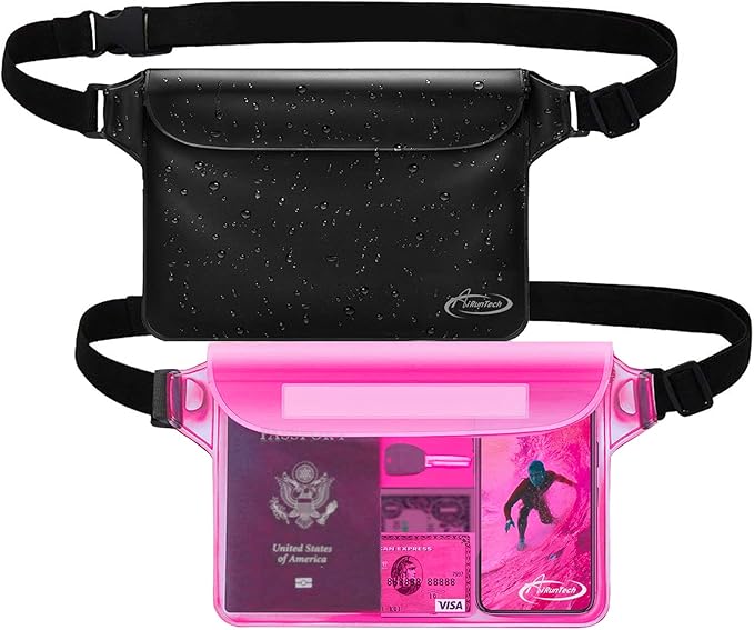 AiRunTech Waterproof Sling Shoulder Bag for Women Men, Amusement Theme Park Mexico Cancun Vacation Essentials Accessories Must Haves,Waterproof Pouch for Phone Passport Wallet Purse with Waist Strap