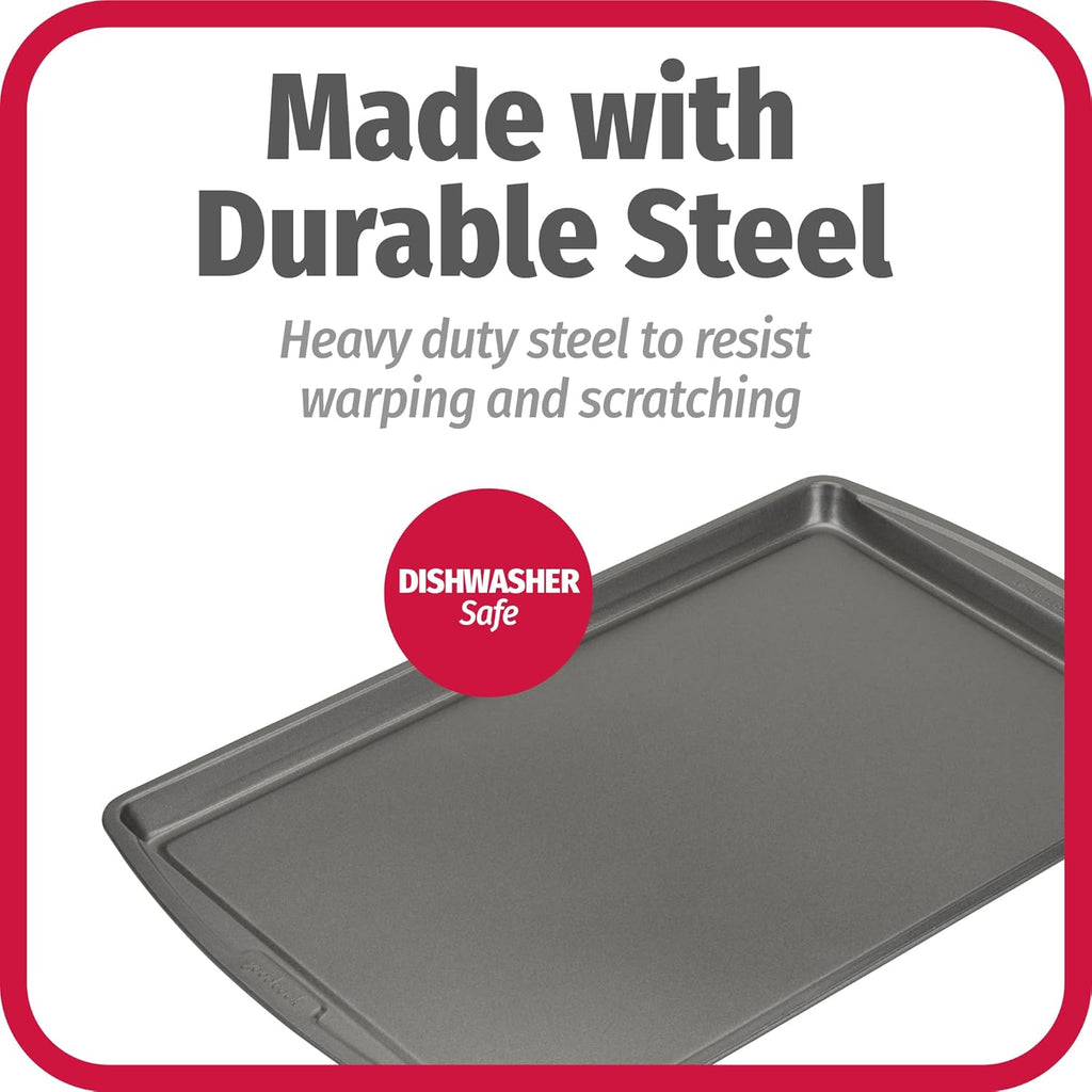 GoodCook AirPerfect Non-Stick 17” X 11" Cookie Sheet Set , Homemade, Frozen & Leftover Slices, Set of 2