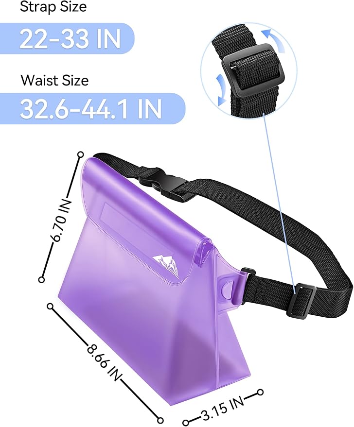 HEETA 2/3/4 Pack Waterproof Pouch with Waist Strap, Screen Touchable Dry Bag with Adjustable Belt for Phone Valuables for Kayaking, Swimming, Snorkeling, Boating, Fishing, Surfing & Beach