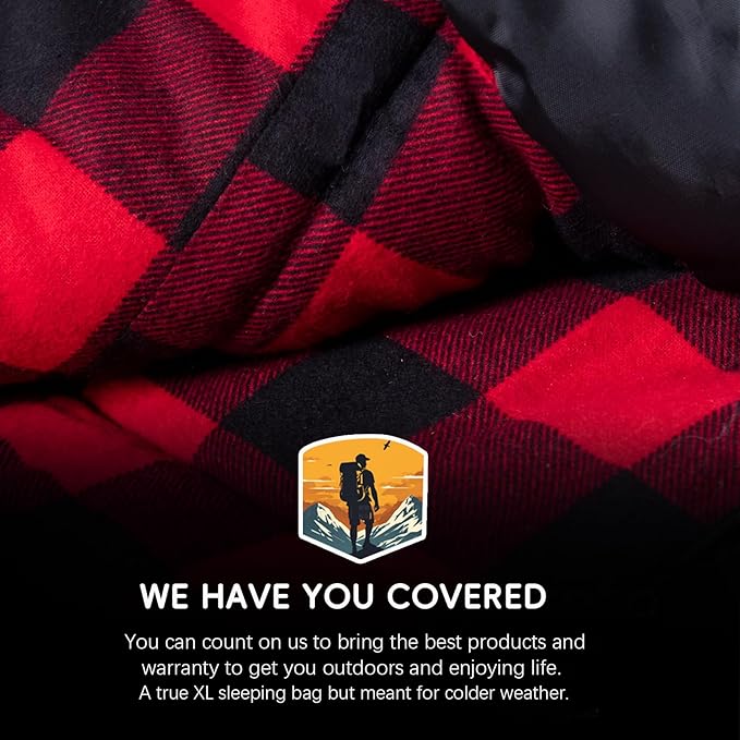 0 Degree Sleeping Bag Cotton Flannel Sleeping Bags for Adults Cold Weather Camping Winter Zero Degree Warm Weather Big and Tall