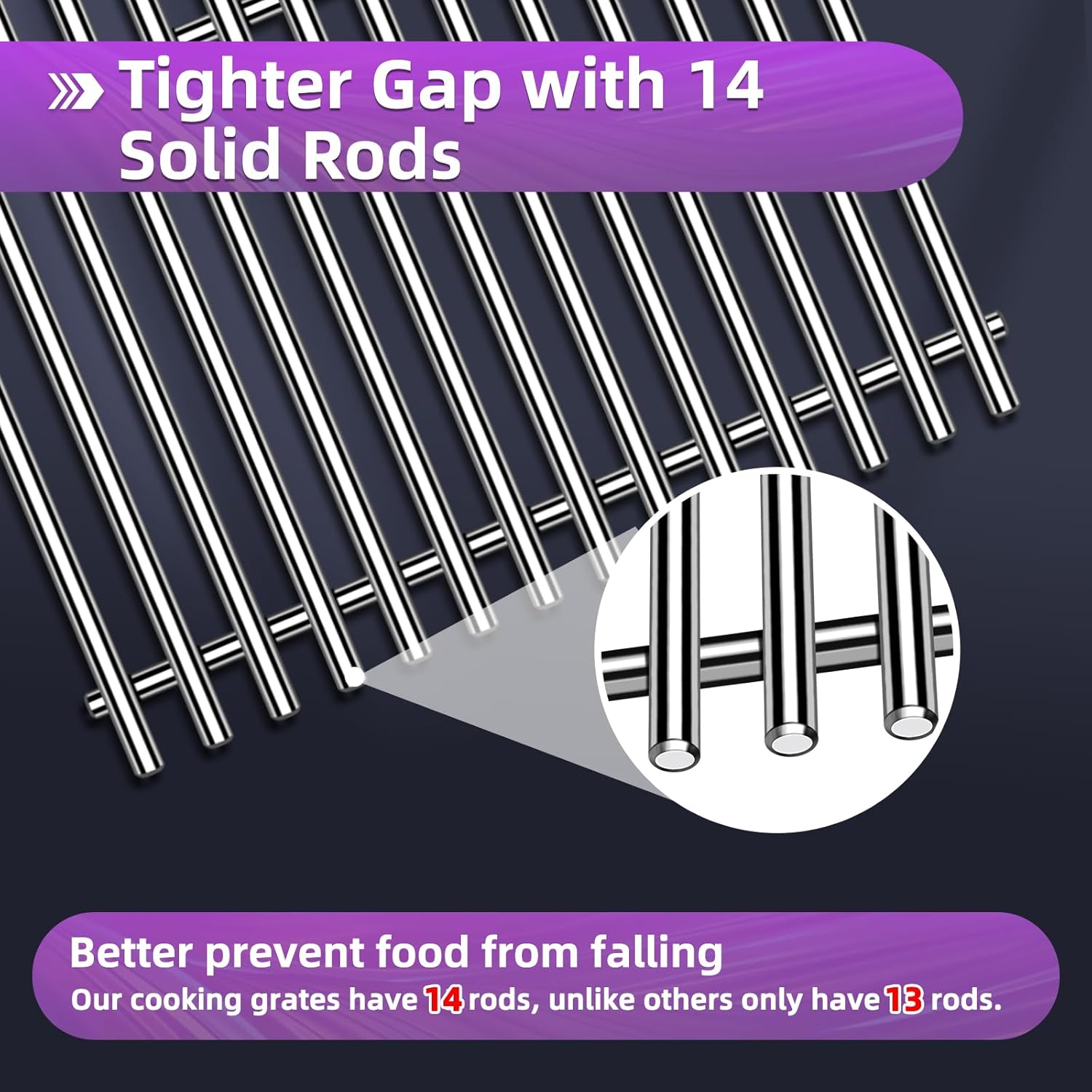 9MM 15" Stainless Steel Grill Grates for Weber Spirit E-210 Spirit E/S 200 & 210 Genesis Silver A Spirit 500 Gas Grill with Side Control Panel for Weber 7522 65905 65904 Spirit 200 Series