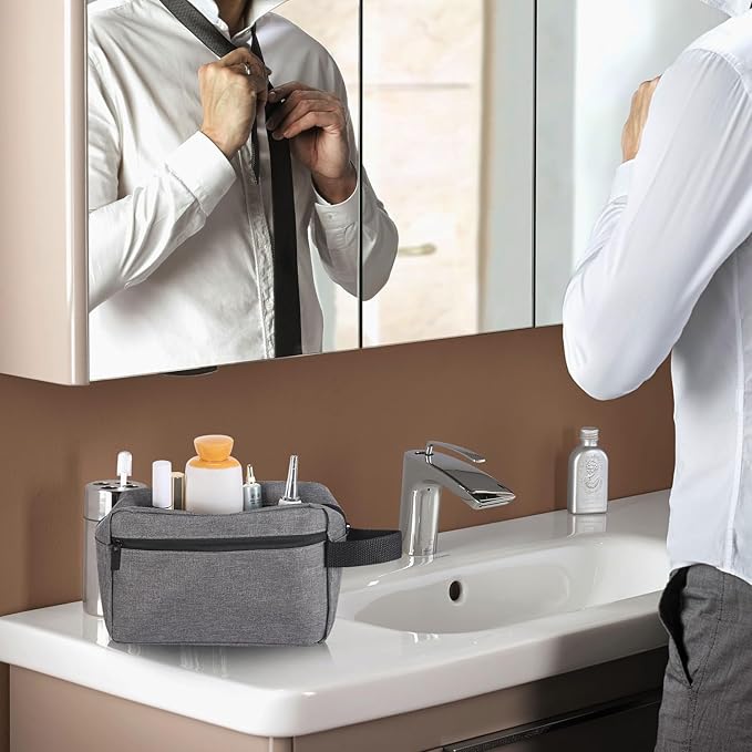 Travel Toiletry bag Toiletry bag for women men Hanging Cosmetic bag Travel accessories for Women Men (Grey)