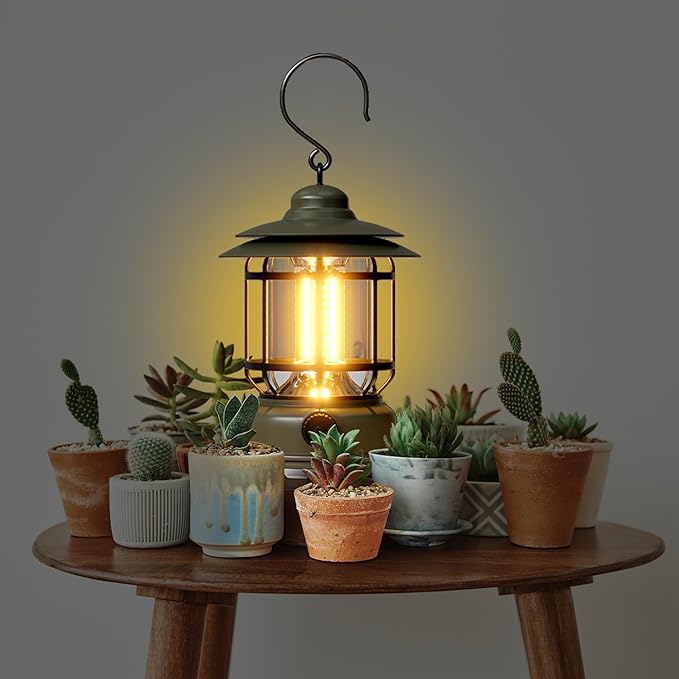 3 Pack LED Camping Lanterns Battery Powered Rechargeable Lantern with Stepless Dimming Vintage Portable Camping Lights & Lanterns for Emergency Fishing Camping Hiking Power Outage Tabletop