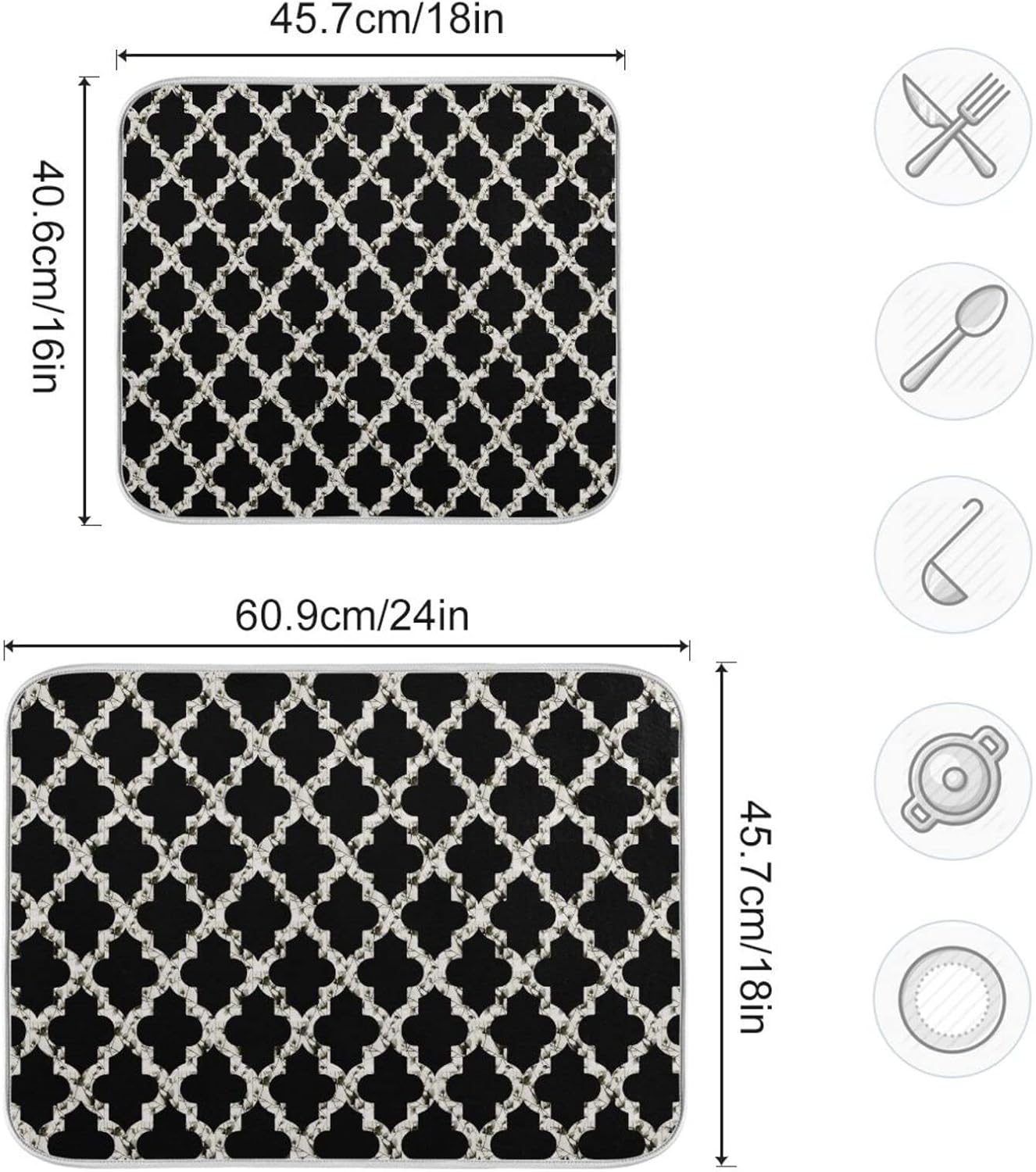 senya Super Absorbent Dish Drying Mat, Microfiber Fast-Drying Dish Mat, 24 x 18, Kitchen Dish Drying Pad, Geometry Texture Classic Modern g295080350p523c558s1114