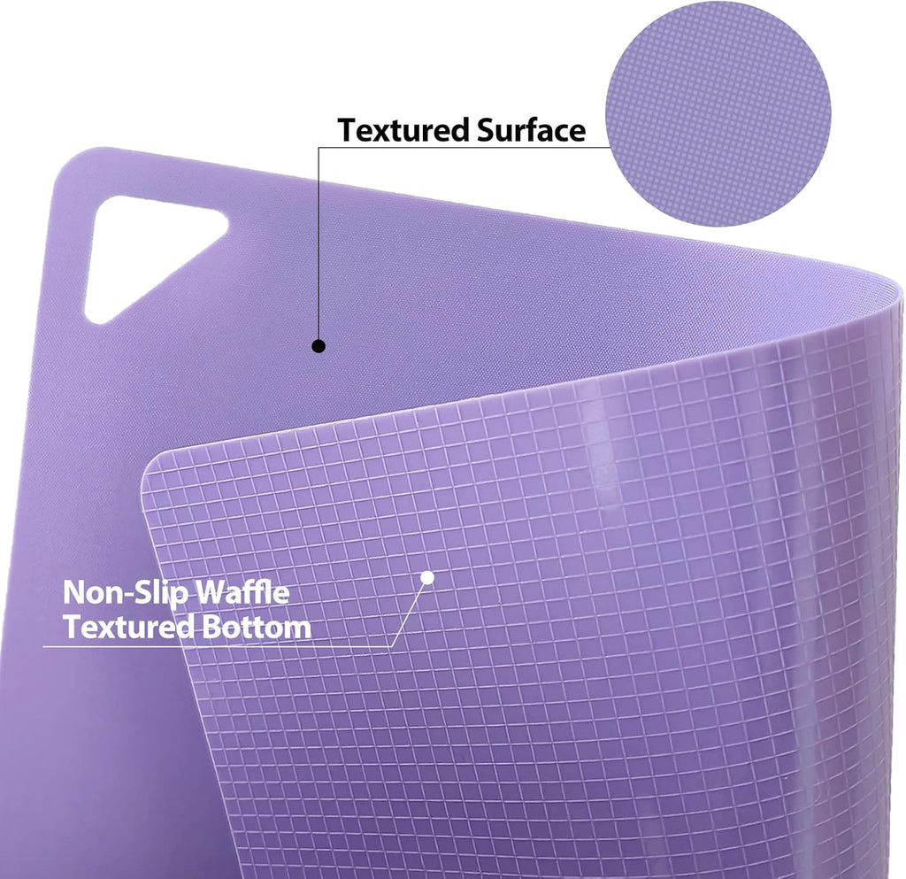 WK Plastic Flexible Cutting Boards for Kitchen, Flexible Cutting Board Mat Set of 10, Non Slip Cutting Mats with Hole, BPA Free, Dishwasher Safe, Multi Size