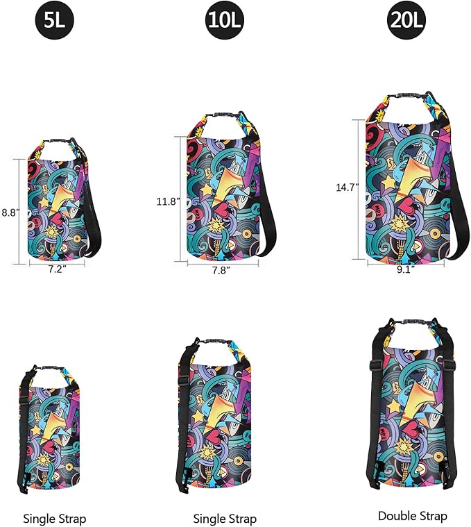 OMGear Waterproof Dry Bag Backpack Phone Pouch 40L/30L/20L/10L/5L Floating Dry Sack for Kayaking Boating Outdoors Activities