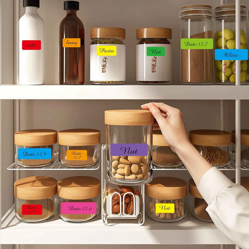 STARLIBOO Removable Labels, Removable Colored Labels Stickers, Self-Adhesive Rectangular Stickers Water/Oil/Tear Resistant for Storage/Classroom/Home (2 Size, 300 Labels)