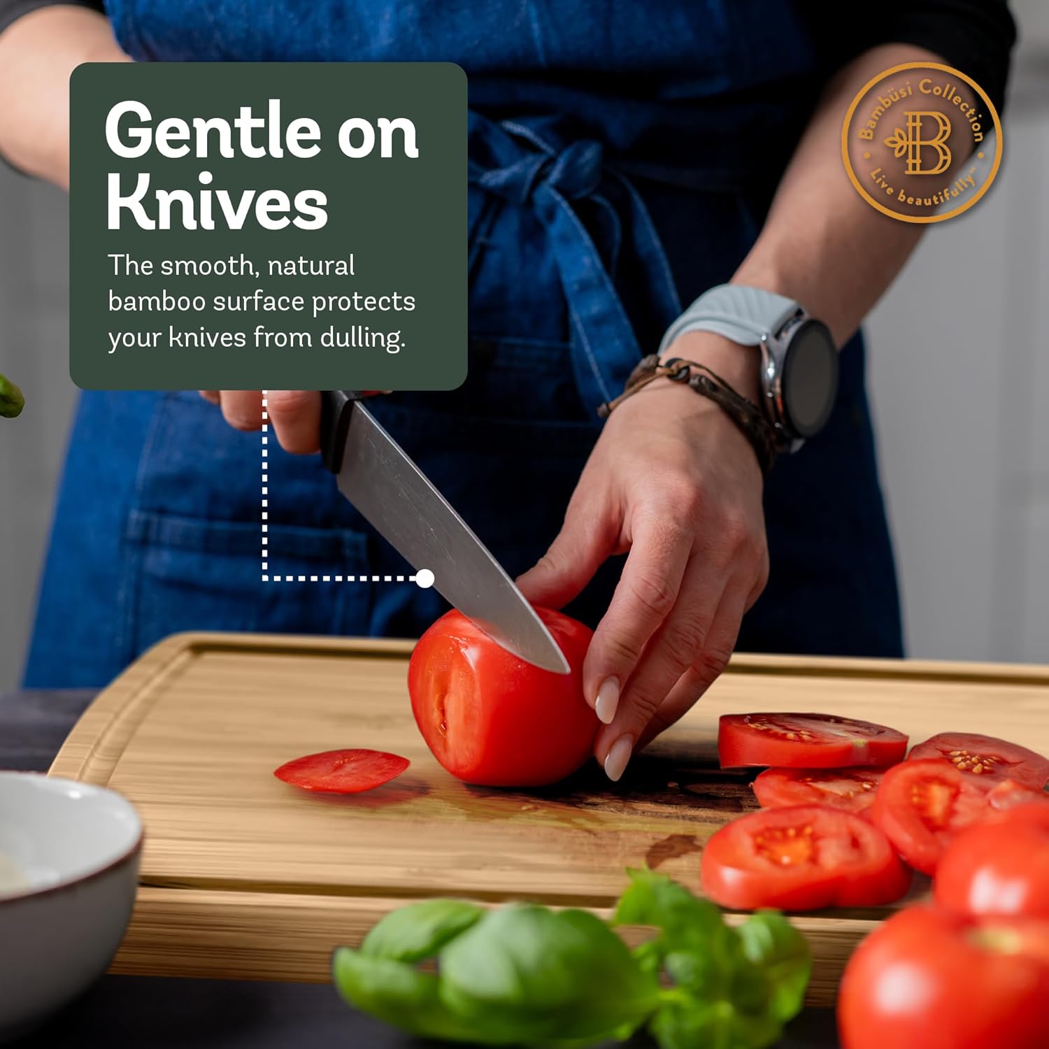 Wood Cutting Board - 3 Piece Bamboo Cutting Board Set, Wooden Cutting Boards for Kitchen with Deep Juice Groove, Side Handles - Chopping Boards for Meat, Vegetables, Charcuterie - Kitchen Gift Set