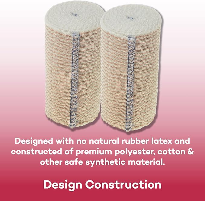 Dealmed 4" Elastic Bandage Wrap with Self-Closure – 50 Elastic Bandages, 5 Yards Stretched Compression Bandage Wrap, Wound Care Product for First Aid Kit and Medical Facilities