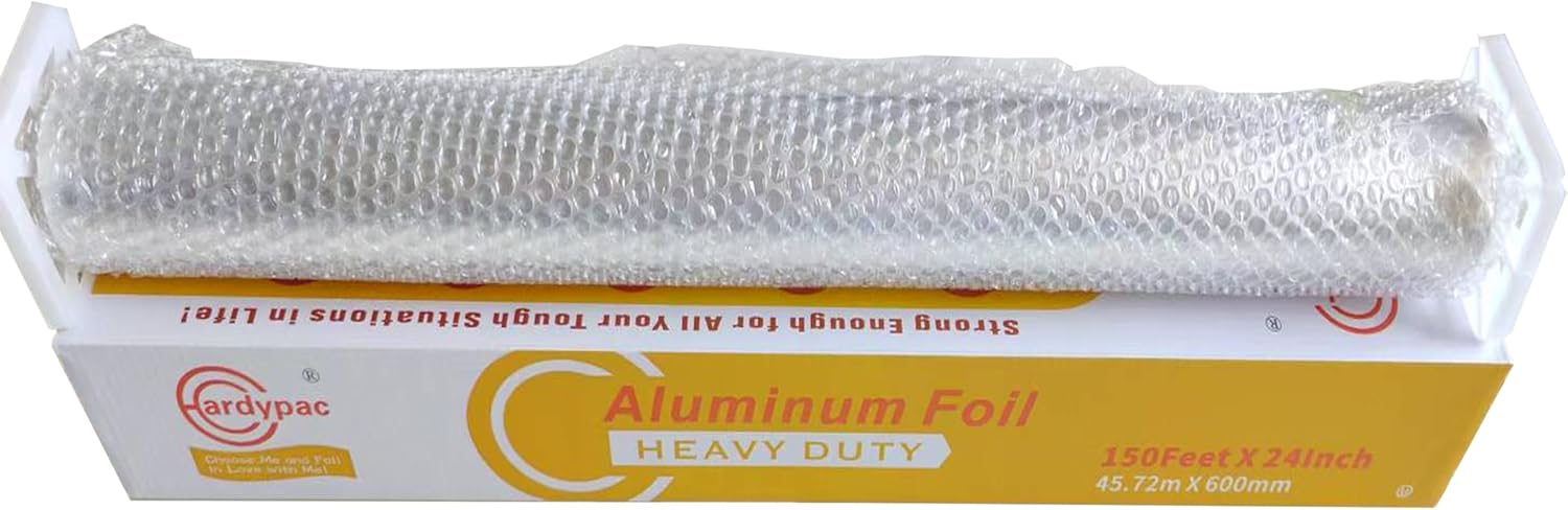 24 inch extra wide Heavy Duty Aluminum Foil Roll, 300 Square Feet, 24 Inch x 150 Feet, kitchen wide tin foil grill foil paper for cooking, baking, wrapping, BBQ aluminum paper heavy duty.