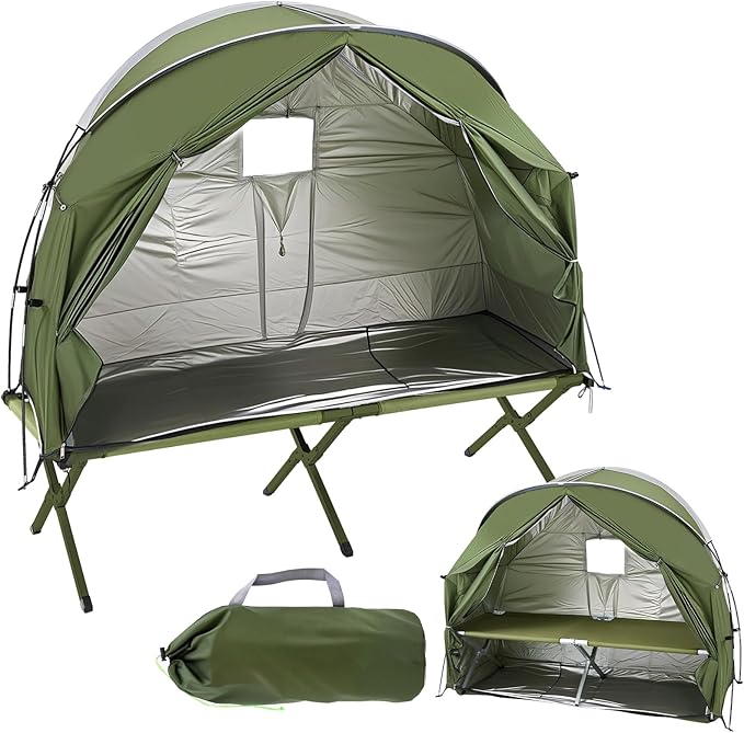 Cot Tent,Foldable Camping Cot with Tent,Portable Single Sleeping Camping Bed with Carry Bag,Versatile for Solo Campers and Outdoor Relaxation