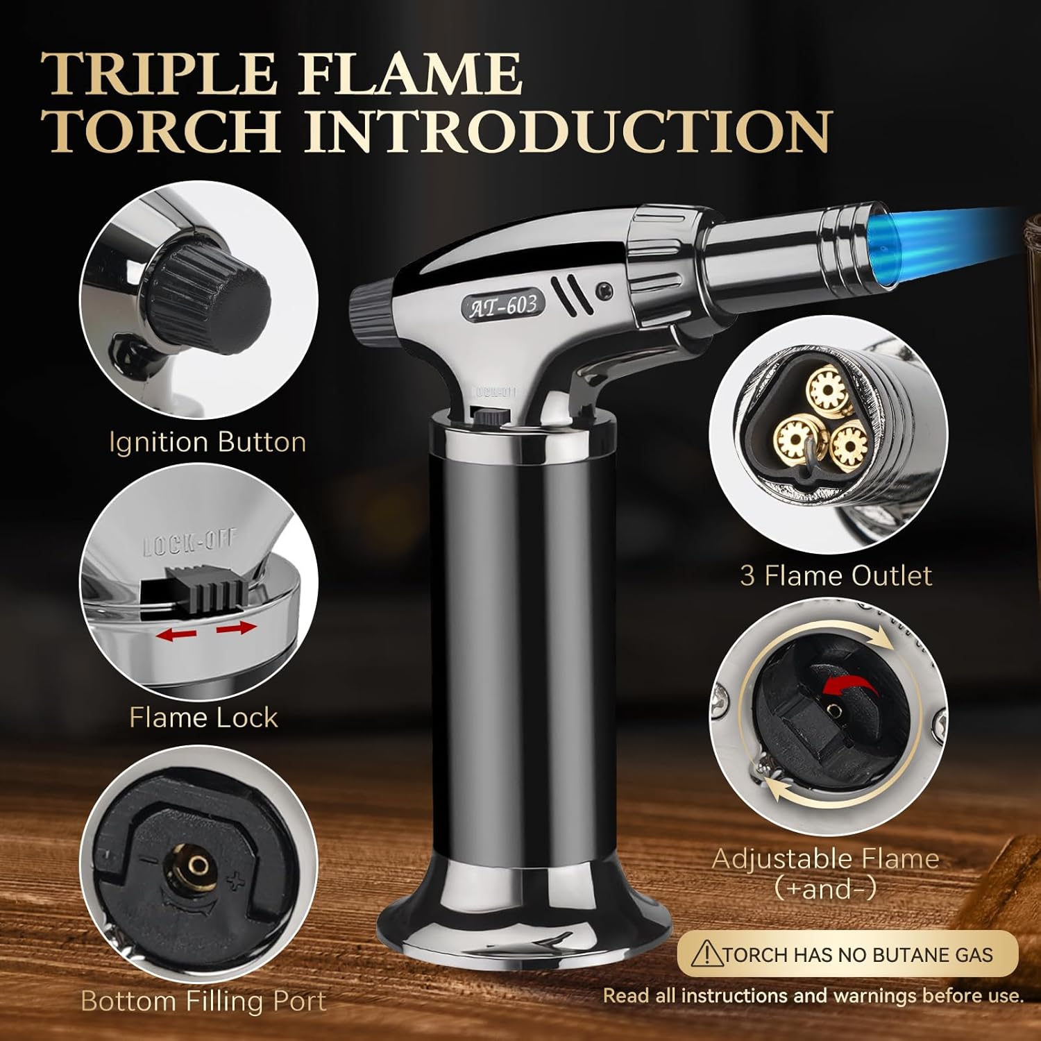 G GOOD GAIN Whiskey Smoker Kit with Torch - Old Fashioned Cocktail Smoker Kit with 6 Flavors Wood Chips | Drink Bourbon Infuser Set with 4 Stainless Steel Ice Stone for Men, Dad (No Fuel Included)