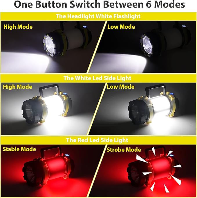 2 Pack Camping Lantern, Outdoor LED Camping Light, Rechargeable Flashlights with 1000LM, 6 Modes, 4000mAh Power Bank, IPX5 Waterproof Portable Emergency Camp Light for Hurricane Survival - Yellow