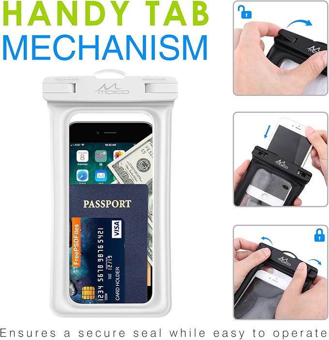 MoKo Floating Waterproof Phone Pouch 2Pack Compatible with iPhone 14 13 12 11 Pro Max X/Xr/Xs/SE 3, Samsung S21/S10/S9/S8