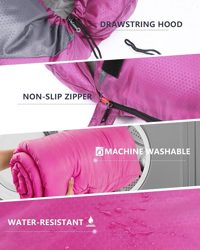Sleeping Bags for Adults Backpacking Lightweight Waterproof- Cold Weather Sleeping Bag for Girls Boys Mens for Warm Camping Hiking Outdoor Travel Hunting with Compression Bags