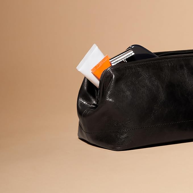 Fossil Men's Leather Travel Shave Dopp Kit