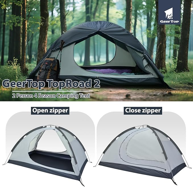 GEERTOP Ultralight 2 Person Backpacking Tent 4 Season Waterproof Camping Tent Double Layer Cold Weather Easy Set Up Tents for Family Camp, Hiking, Hunting Outdoor Mountaineering Travel