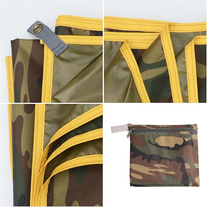 Wind Tour Portable Multifunctional Outdoor Camping Tarp Groundsheet Footprint Lightweight Floor and Ground Tarps for Camping Hiking with Carry Bag (Camouflage-177 x 177")