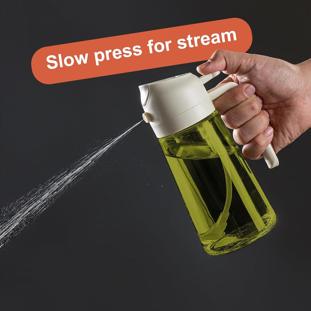 CXINYI - 16oz/470ml Olive Oil Dispenser for Kitchen with Stickers - 2 in 1 Olive Oil Sprayer for Cooking, Air Fryer, and Salad, Black&White (Light-Proof Kitchen Gadget)