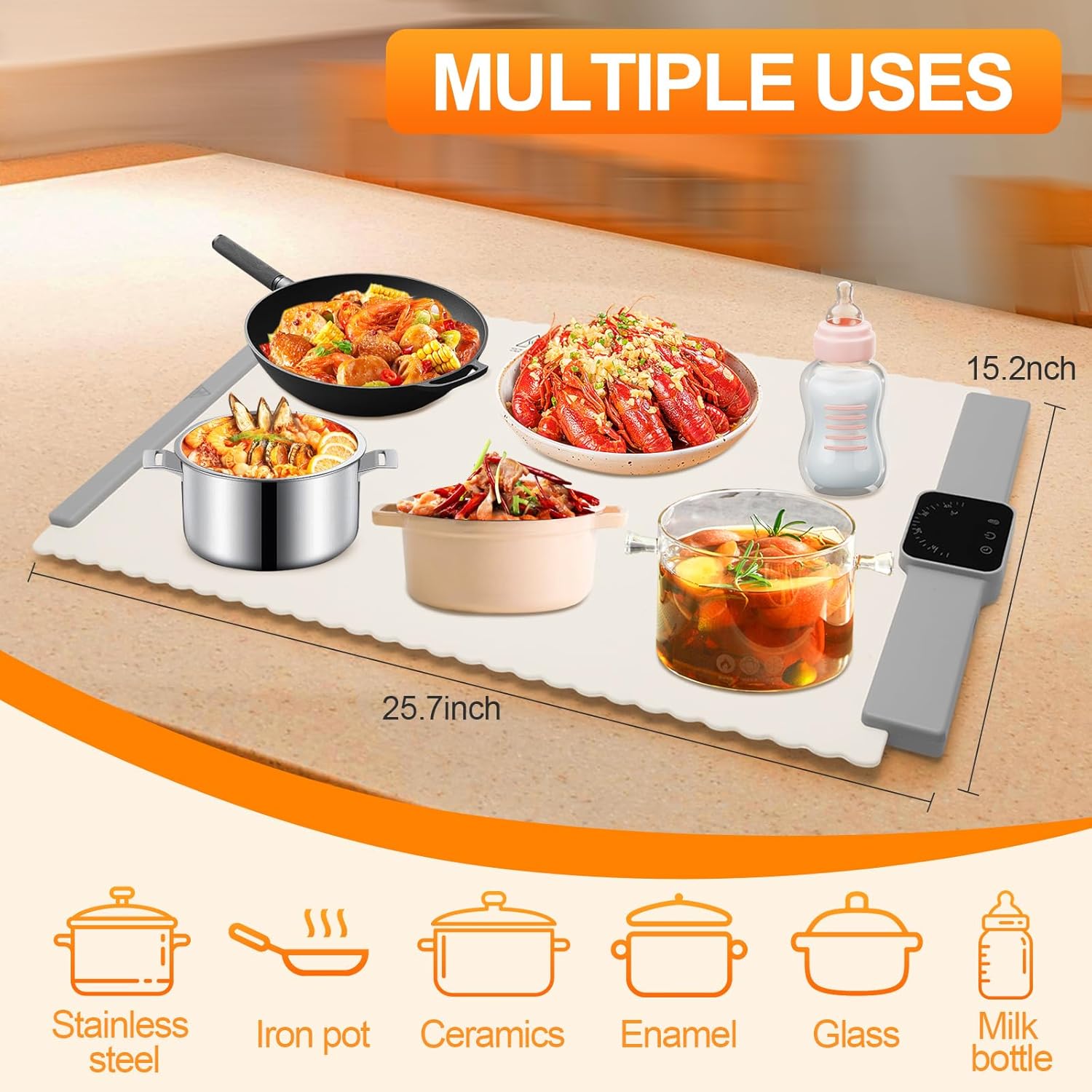 Warming Mat for Food,Food Warming Mat with Adjustable Temperature(5 Level),Electric Warming Tray,Fast Heating Tray for Home Buffets, Restaurants, Parties