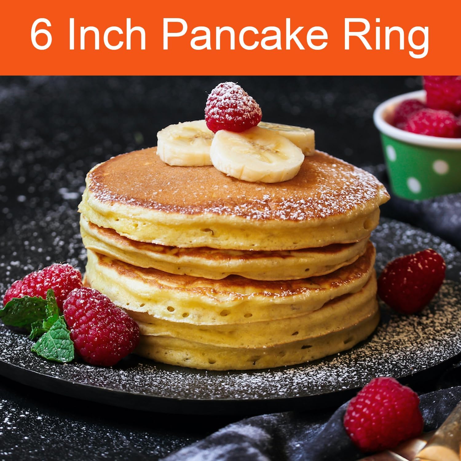 Pancake Ring for Griddle,2 Packs 6 Inch Egg Pancake Maker,Omelette Rings for Griddle,Non-stick Stainless Steel Crumpet Ring,Egg Muffin Rings Fried Egg Ring Pancake Shaper with Sinlicone Handle Grill