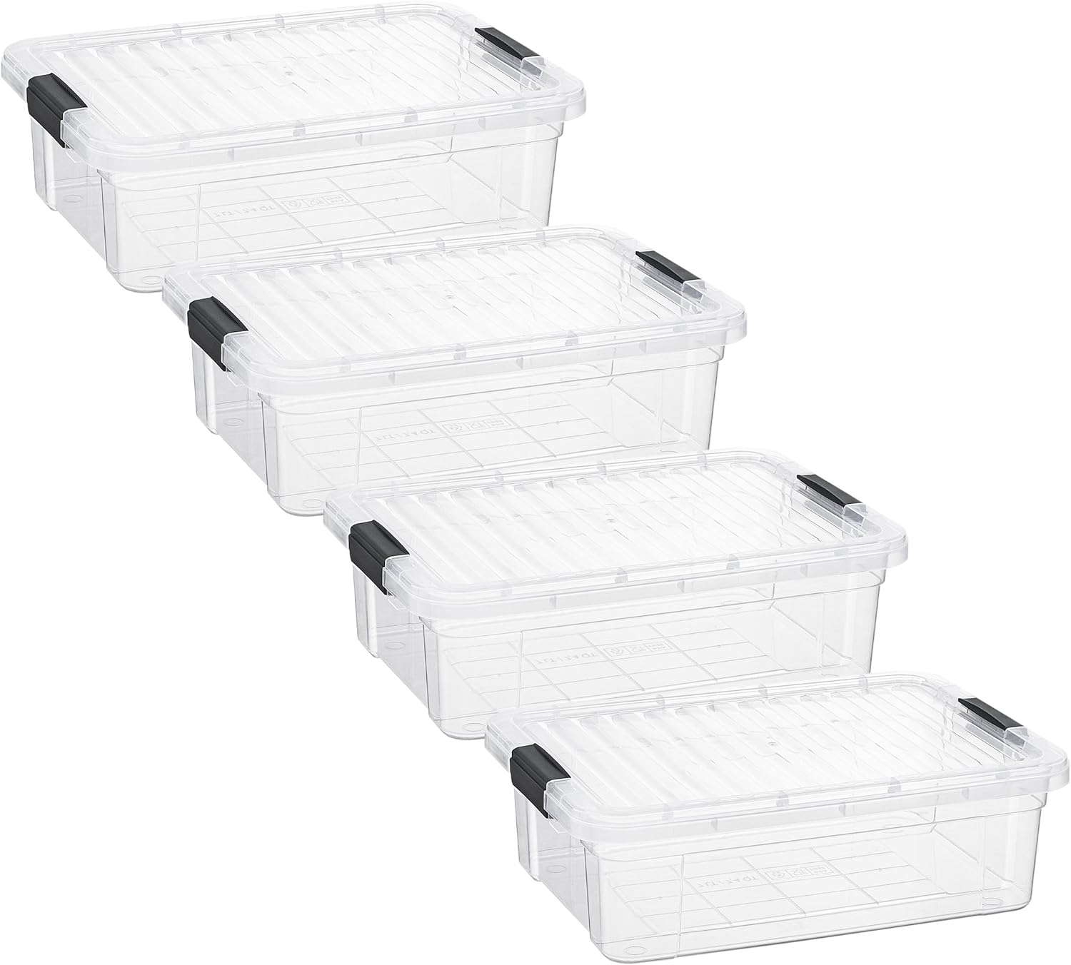 Superio Storage Bins with Lids- 4 Pack, 7.4 Qt Clear Boxes for Organizing, Stackable Plastic Containers- BPA Free, Non-Toxic, Odor Free, Organizer for Home, Office, Dorm