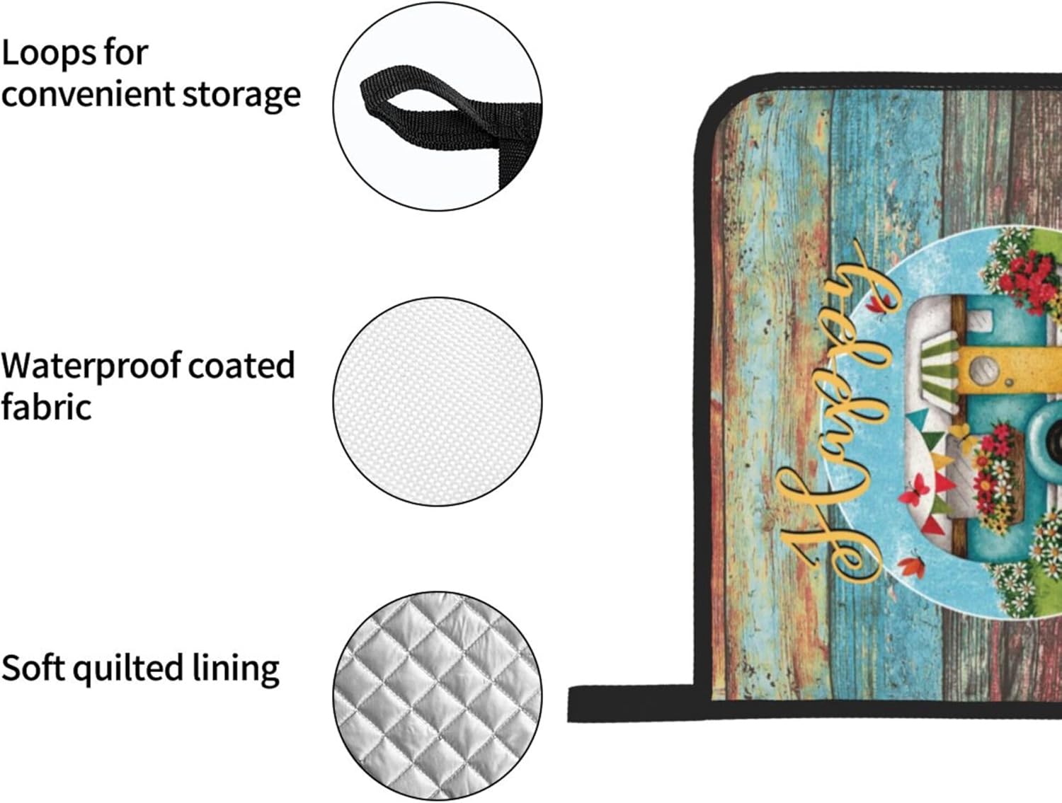 Happy Camper Oven Mitts and Pot Holders Sets of 4,Resistant Hot Pads with Polyester Non-Slip BBQ Gloves for Kitchen,Cooking,Baking,Grilling